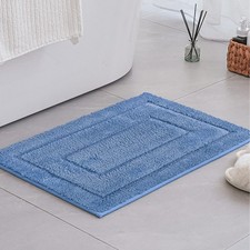 16x24" Blue Bathroom Rug Small Non Slip Washable Absorbent Microfiber Mat
