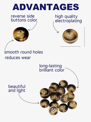 20Pcs Brown-Beige Marbled Resin Buttons 4-Hole for Sewing Craft Supplies 15-25mm - Picture 6 of 6