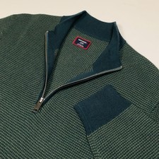 UNTUCKit Marvall 1/4 Zip Sweater Men  s Large Green 100 Merino Wool Pullover