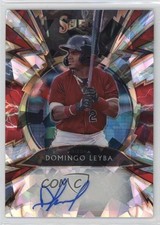 2020 Select Sparks Signatures Cracked Ice Prizm /25 Domingo Leyba Auto ms9