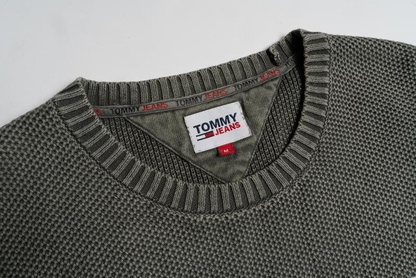 Men Tommy Hilfiger Sweater Grey Cotton 38 / M / 46