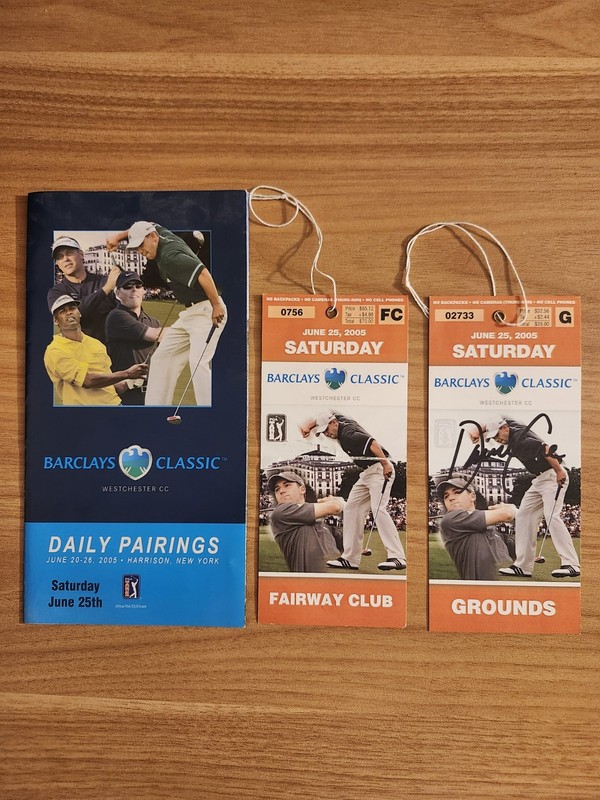 2005 Barclays Classic Program and 2 Tickets; One Ticket Signed by David Cone