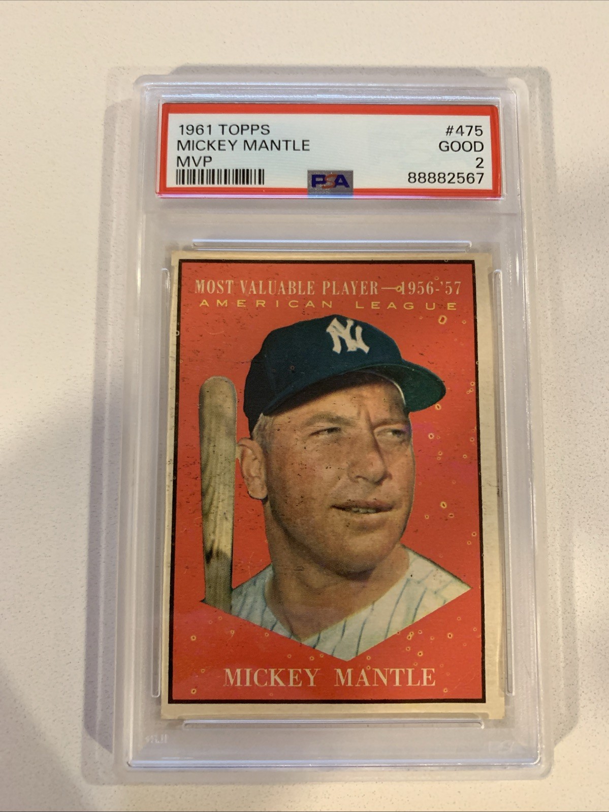 1961 Topps - Mickey Mantle #475 MVP - PSA 2