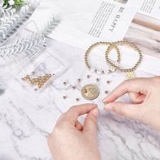 5mm 14K Gold Plated Beads, 150pcs Smooth Round Bead Long-Lasting Plated Small...