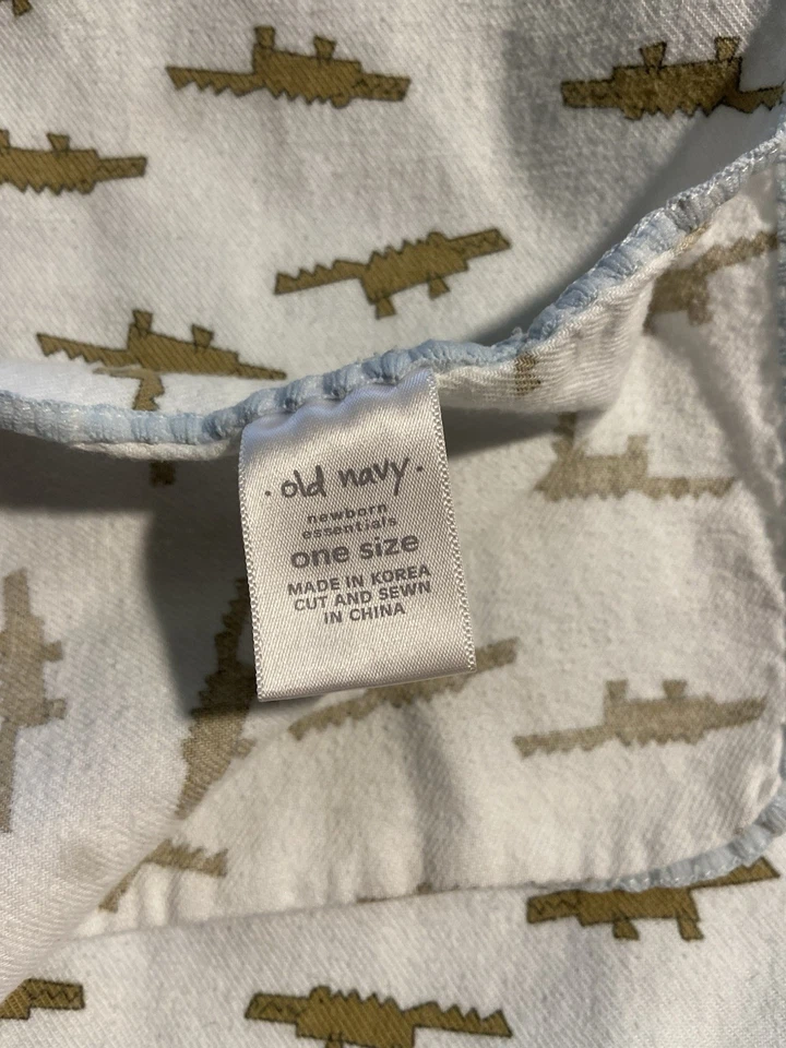 Manta bebé cocodrilo cocodrilo cocodrilo azul marino antigua franela envoltura Lovey 2007 Foto 2 de 2