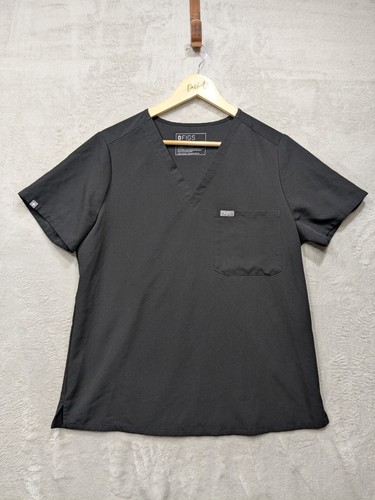 FIGS Catalina V-Neck Scrub Top Unisex Large Black Medical Uniform