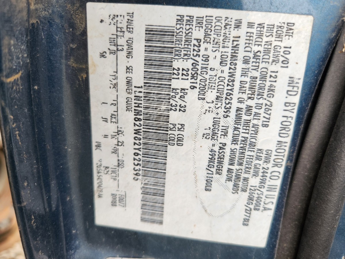 Complete BLUE 1998-2002 Lincoln Town Car Front Driver LH Door