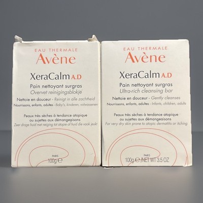 Lot of 2 Avene XeraCalm A.D Ultra-Rich Cleansing Bars 100g Exp. 3/23
