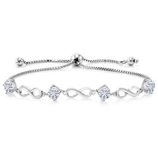 925 Sterling Silver Bracelet Round Moissanite 5mm