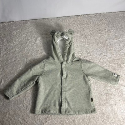 Rabbit Bear Emily & Oliver Baby Organic Cotton Green Hoodie Ears Sz  3-6 M