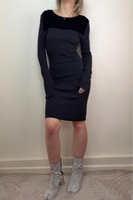 Versus Versace Ribbed Knit Bodycon Dress Y2K Designer Minimalist Quiet Luxury S