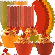 100 Pcs Fall Cupcake Wrappers Rustic Cupcake Liners Thanksgiving Baking Cups ...
