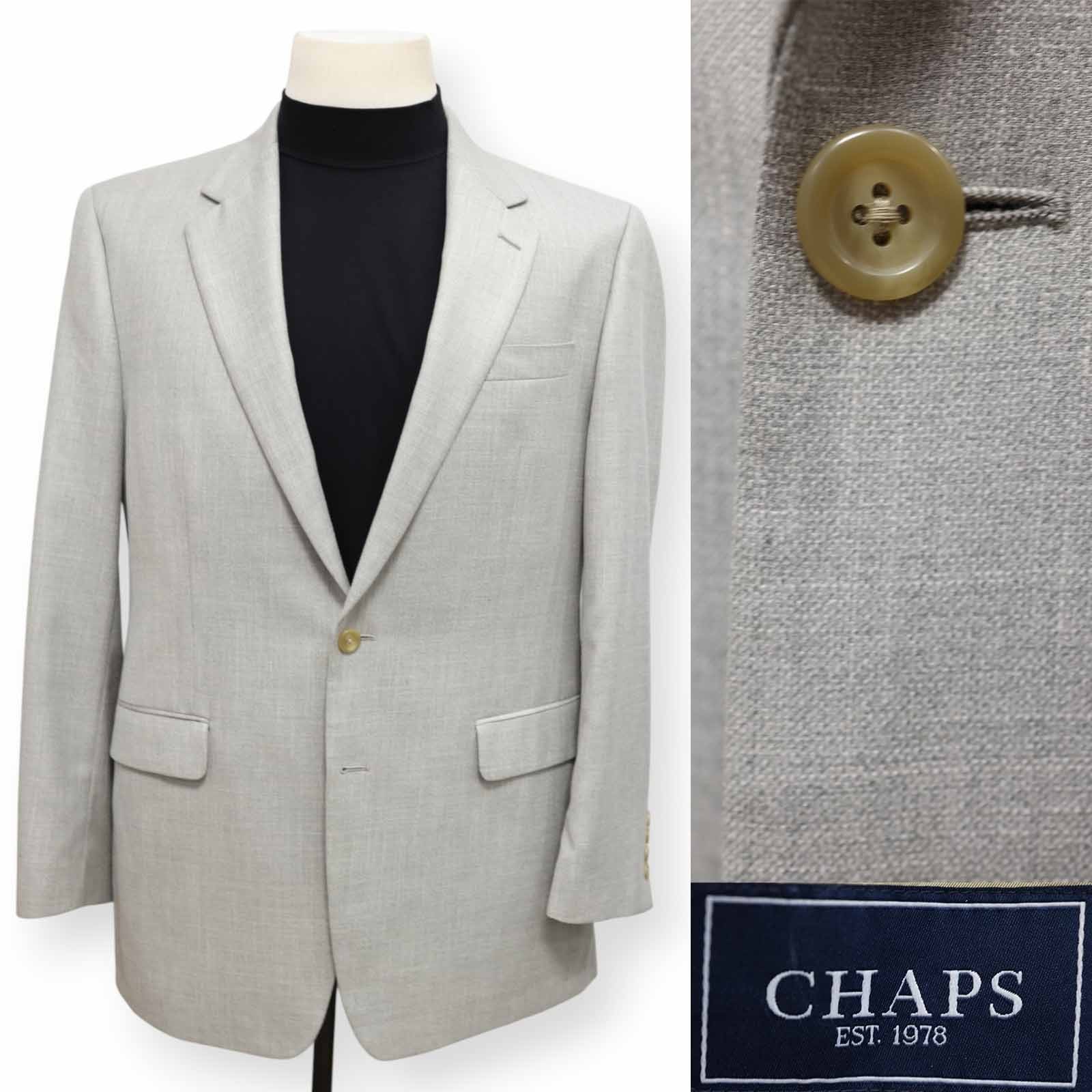 CHAPS mens solid light gray two button sport coat… - image 1