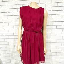Alice + Olivia Maroon Silk Blouson Mini Dress Size Medium Sleeveless Lined