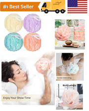 4 Pack Bath Loofah Body Scrubber Shower Pouf Exfoliating Mesh Sponge