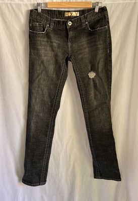 Roxy Denim low rise black wash boot cut distressed size 11