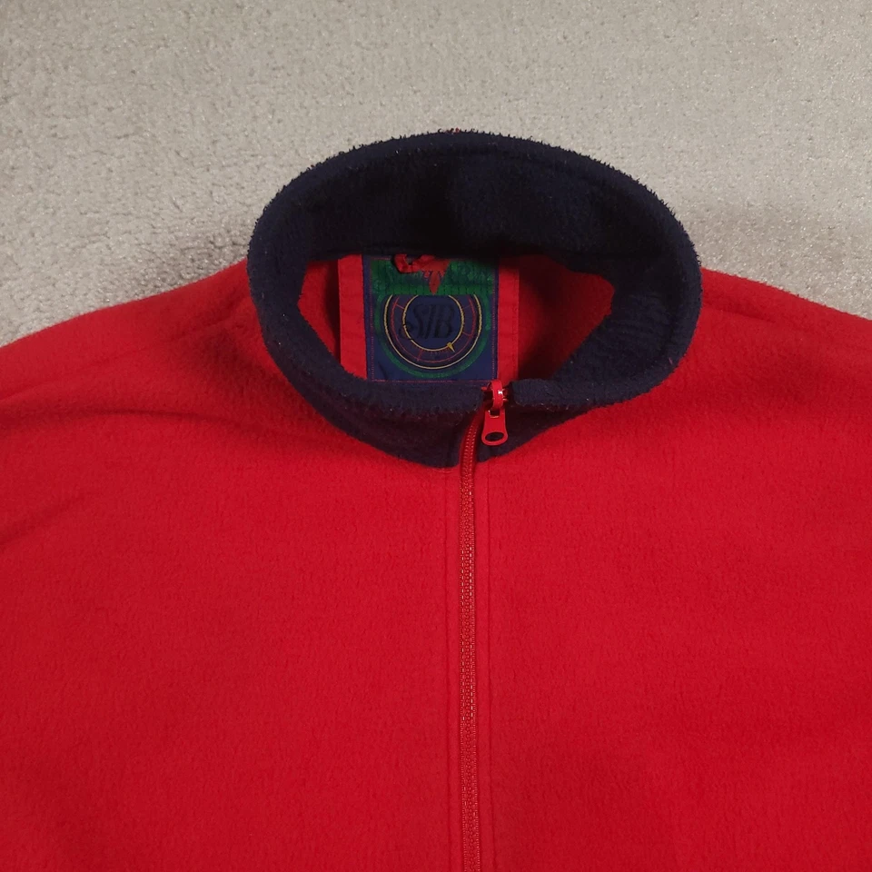 Chaqueta polar vintage St. John's Bay para hombre grande roja azul marino cremallera completa años 90 Foto 3 de 4