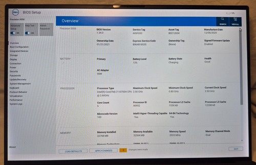 Dell Precision 5550, 15.6 inch - i7-10750H, 32GB RAM, 1TB SSD, Window 10 Pro - Picture 7 of 12