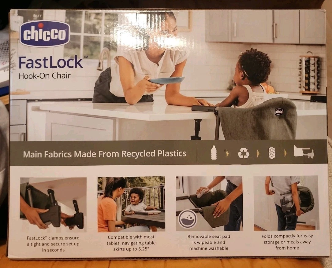 Chicco fast Lock Hook On High Chair, Portable High Chair Black. New In Box!!
