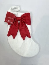 New Wondershop White Red Bow Mini 8.5” Christmas Stocking Holiday Gift Holder