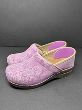 DANSKO SIZE 41 US 10.5-11 PINK SUEDE FLOWER PATTERNED  CLOGS WOMANS SHOES