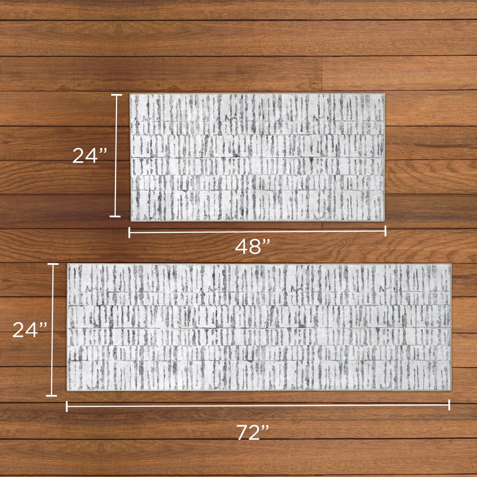 Dream Mink Washable 2-Piece Rug Set Strata Texture Beige/Cream Abstract 24"x7...