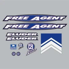 Free Agent - ELUDER - 96-97 Black, Blue & Purple  on clear decal set - old schoo