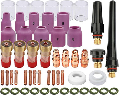 Zinger 53Pcs TIG Welding Torch Stubby Gas Lens #10 Glass Cup Kit Accessories for