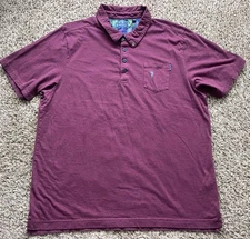 William Murray Polo Shirt Mens XL Burgandy Short Sleeve Chest Pocket Golf Casual