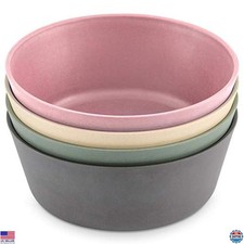WeeSprout Bamboo Kids Bowls, Set of Four 10 oz Kid-Sized Dinnerware, Cereal,