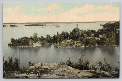 Vintage Stave Island Thousand Islands NY Postcard Scenic View St. Lawrence River