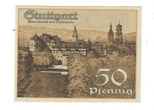 Notgeld - Stuttgart - Stadt Stuttgart - 50 Pf. -1921- altes Schloss/Stiftskirche