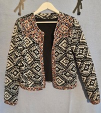 Atmosphere kurze Jacke Bolero Gr. 42 Mehrfarbig Schwarz Weiß Blau Rot gefüttert