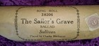 The Sailor's Grave Ballad – Sullivan No. 38206 | Vintage Player Piano Music Roll