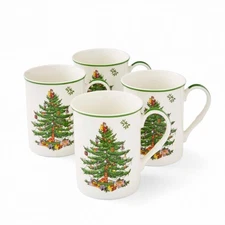 Christmas Tree Stackable Mugs, Set of 4 - Festive 12oz Holiday Coffee Cups fo...