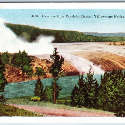#ad c1930s Yellowstone Nat#x27;l Park Wyo Excelsior Geyser Overflow Firehole River A219 $23.95