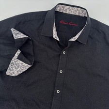 Robert Graham Mens Black Classic Fit Button Up Shirt Long Sleeve Paisley 2XL