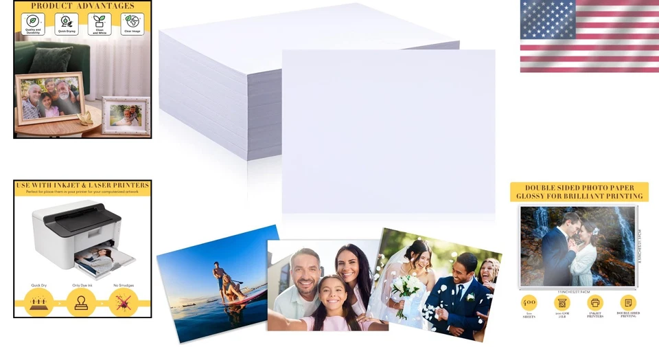 8.5 x 11 Glossy Card Stock - 400 Double-Sided Sheets for Photos & Greeting Cards - Image 2 of 4