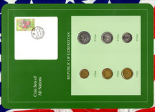 Coin Sets of All Nations Uzbekistan UNC 1,3,5,10,20,50 Tiyin 1994