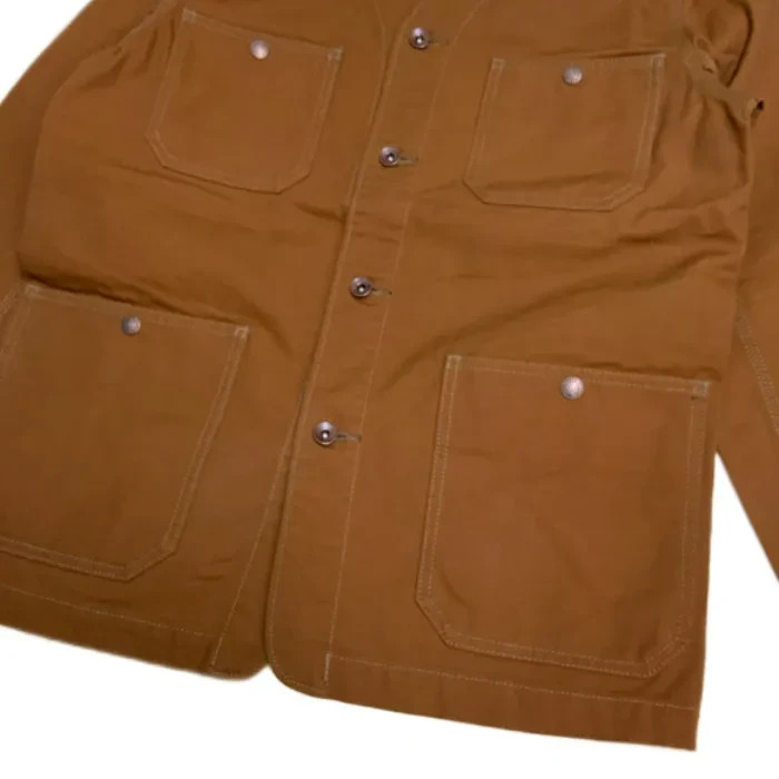 IRON HEART IHJ-159 Duck Collarless Chore Jacket Brown XS-L Made in