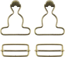 Lusofie 2 Pairs Metal Overall Buckles Suspender Buckle with 3.8 cm, Bronze 