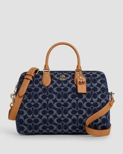 NWT Coach Rowan Large Satchel Bag In Signature Denim Canvas CY699 Large