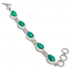Green Malachite Gemstone 925 Sterling silver Handmade Jewelry Bracelet Size 7-8"