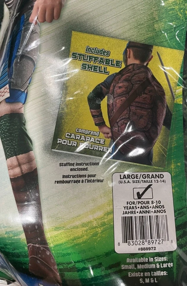 Disfraz LEONARDO Tortugas Ninja Adolescentes Mutantes DLX Niño, Talla L (12-14) TOTALMENTE NUEVO Foto 4 de 4