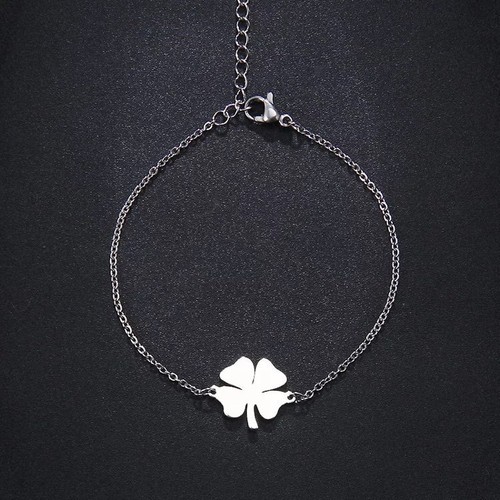 Bracciale Da Donna Braccialetto Portafortuna Con Quadrifoglio ACCIAIO INOX Moda - Foto 7 di 10