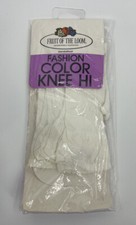 Vintage Knee Hi High Fruit of the Loom Stockings Fashion Color White Sandalfoot