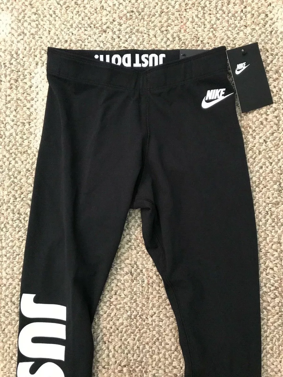 Nike Women's Leg-A-See Just Do It Leggings Black White Size XS AH2008