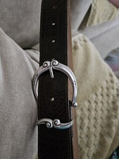 Brighton Belt Silver Tone Brown Croc Or Alligator Leather Size M Style 47108