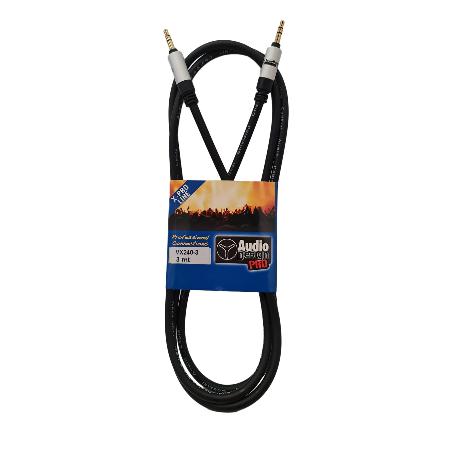 Audiodesign cavo audio adattatore 3m Aux, 2 connettori Jack 3.5mm maschio stereo