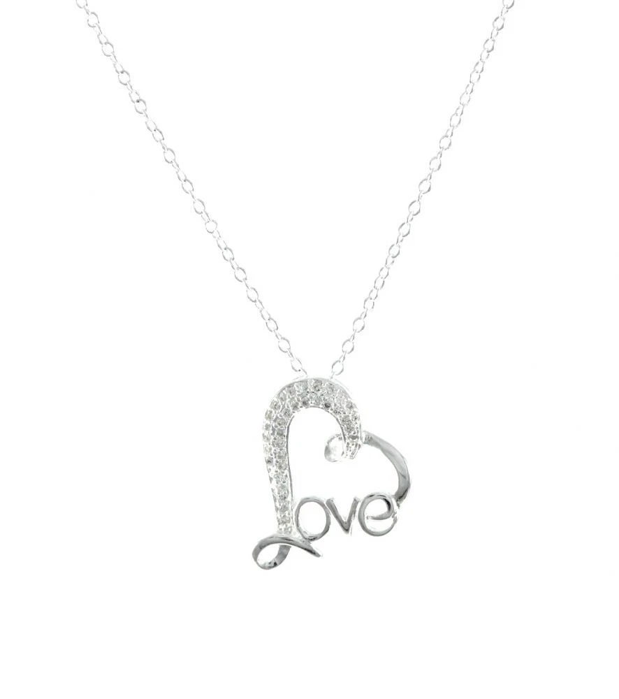 Collana Girocollo Con Ciondolo A Cuore In Argento E Strass, Gioiello Da Sposa